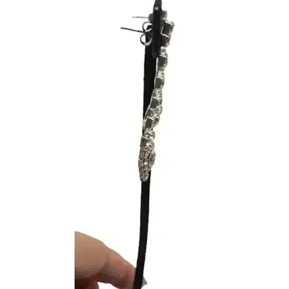 Vintage Earrings Rhinestone Long Dangle Wedding Sparkle Statement Pierced - Picture 4 of 7